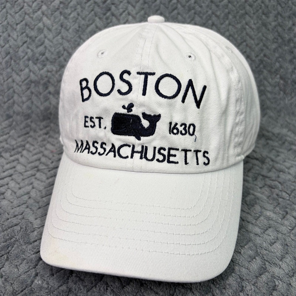 Bay State Apparel Boston Massachusetts Whale White Cotton Adjustable Hat